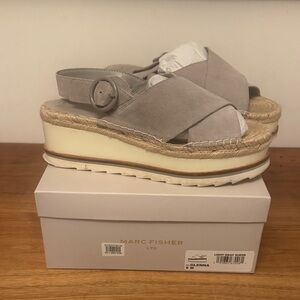Size 9 Marc Fisher LTD Glenna Light Gray Suede Platform Sandals from Nordstrom